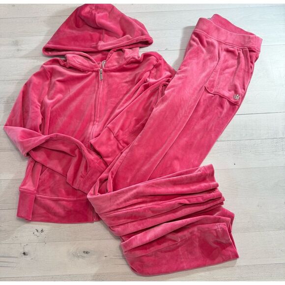 Juicy Couture Pink Tracksuit‎ Matching Set pants zip up Womens Medium - Picture 1 of 12